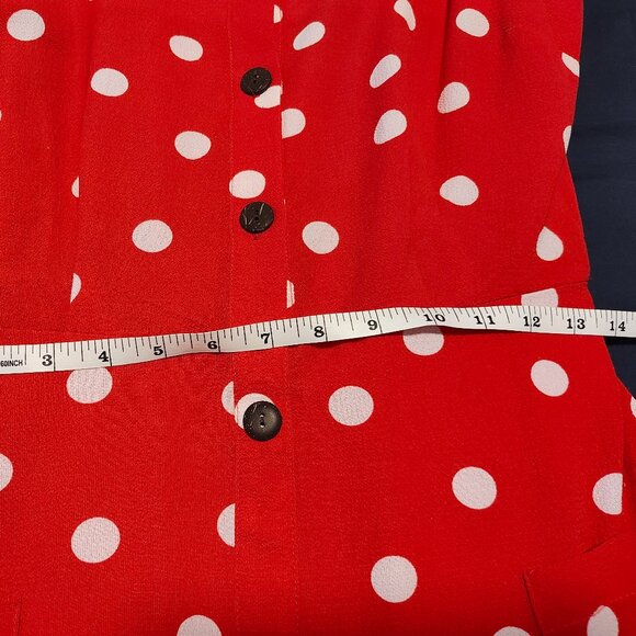 VGUC Monteau Los Angeles Women's Red & White Polka Dot Dress - Sz L - Picture 6 of 8